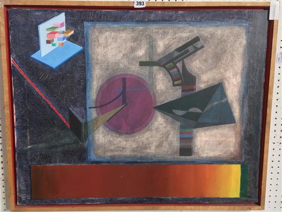 Framed abstract oil(-)